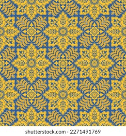 Japanese Luxury Flower Leaf Motif Vector Seamless Pattern