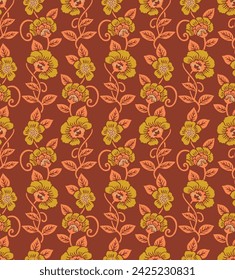 Patrón inconsútil japonés del vector de la vid de la flor de lujo