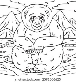 Japanese Macaque Monkey Coloring Page for Kids 