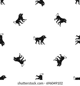 Japanese macaque pattern repeat seamless in black color for any design. Vector geometric illustration