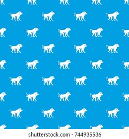 Japanese macaque pattern repeat seamless in blue color for any design. Vector geometric illustration