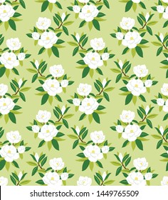 Japanese magnolia flower seamless pattern