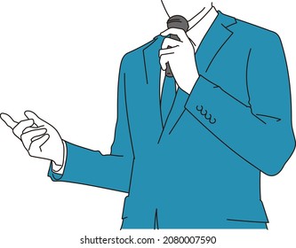 Japanese male businessman giving a presentation