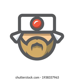 Japanese Man Head Vector icon Cartoon illustration