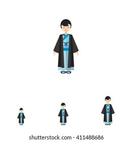 Japanese man in kimono flat icon