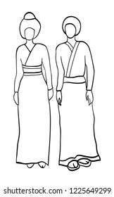 Japanese man and woman in traditional dress