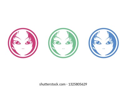 Japanese manga girl logo concept