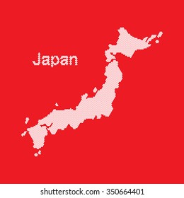 Japanese map on red background.