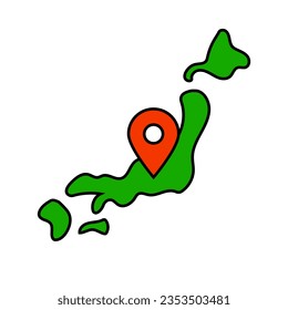 Japanische Karte und Kartensymbol. Vektorgrafik.