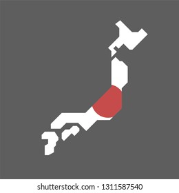 Japanese map with red circle flag