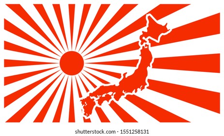 Vektor Stok Japanese Map Rising Sun Background Imoerial (Tanpa Royalti) 1551258131  Shutterstock