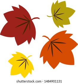 Japanese maple autumn golden yellow leaf icon isolated on white. Vector illustration with fallen orange maple