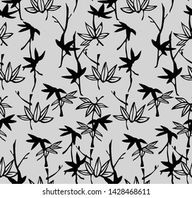 Japanese Maple Bamboo Leaf Seamless Pattern