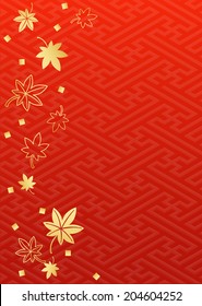 Japanese maple foliage pattern of gold to vermilion red background