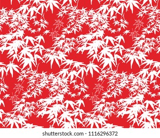 japanese maple vector sketch design background hand drawn ink seamless pattern