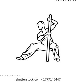 Japanese martial arts vector icon in outlines