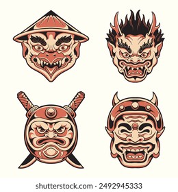 Japanese mask design vector art