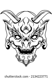 japanese mask digital illustration vector can use on tshirt design, tattoo, merchandise and many more, 100% vector