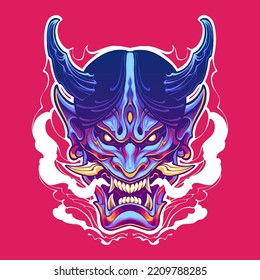 the japanese mask illustration vector