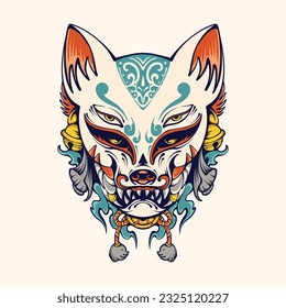 	
Japanese mask kitsune vector art