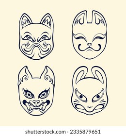 Japanese mask kitsune vector art