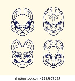 Japanese mask kitsune vector art