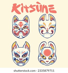 Japanese mask kitsune vector art