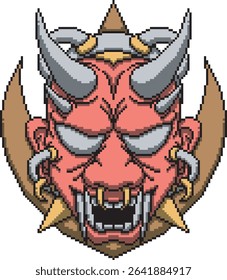 japanese mask oni cyber scary background color