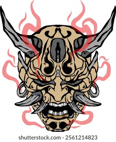 Japanese Mask Oni with Horn