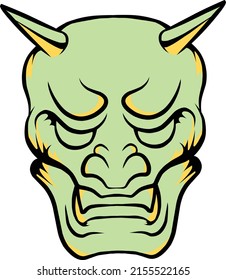 Japanese mask oni vector illustration which is very suitable for the needs of making sticker packs, branding, clothing and others