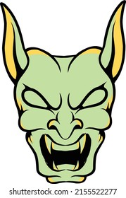 Japanese mask oni vector illustration which is very suitable for the needs of making sticker packs, branding, clothing and others