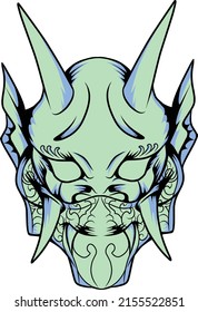 Japanese mask oni vector illustration which is very suitable for the needs of making sticker packs, branding, clothing and others