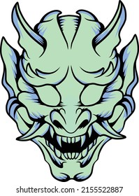 Japanese mask oni vector illustration which is very suitable for the needs of making sticker packs, branding, clothing and others
