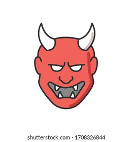Japanese mask RGB color icon. Hannya face. Evil mythological creature from japan folklore. Noh theater attribute. Kabuki theater mask for drama perfomance. Asian souvenir. Isolated vector illustration