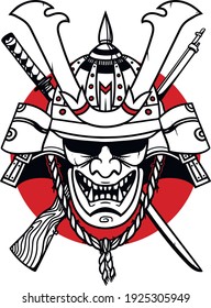 Japanese mask - samurai - vector illustration for t-shirt