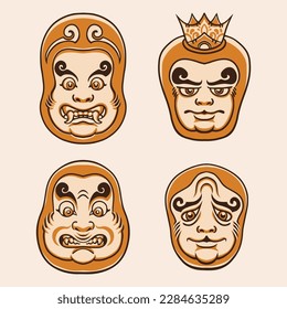 Japanese mask vector art set