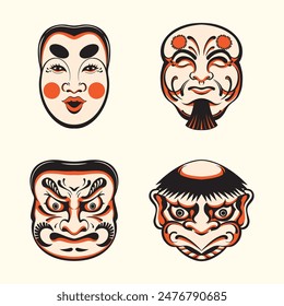 Japanese mask vector art set