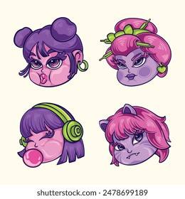 Japanese mask vector art set