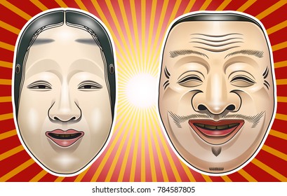 Japanese masks on background