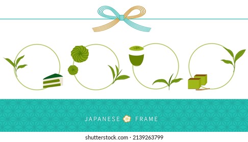 Marco de plantilla de postre matcha japonés, patrón de estilo plano