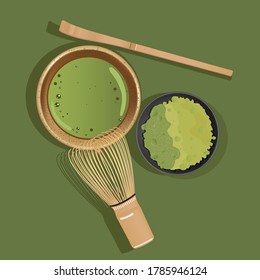 Vector japonés en polvo de té Matcha