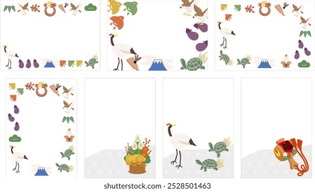 Conjunto de Plantilla de marco de diseño de Vector de material japonés
