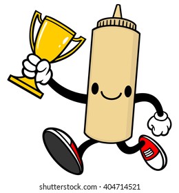 Japanese Mayo Running with a Trophy