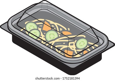 Japanese mayonnaise spaghetti salad in a takeaway container
