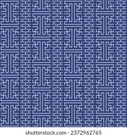 Japanese Maze Line Brick Wall Vector Seamless Pattern