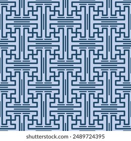 Japanese Maze Line Vector Seamless Pattern