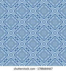 Japanese Maze Square Diamond Vector Seamless Pattern