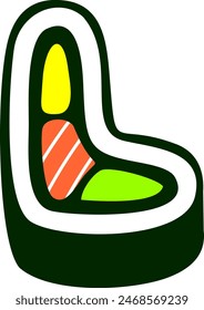 Japanese Meal Sushi Letter Alphabet Vector Element