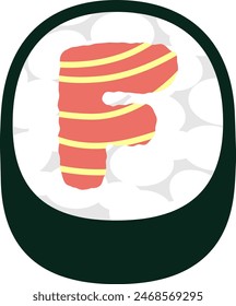 Japanese Meal Sushi Letter Alphabet Vector Element