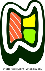 Japanese Meal Sushi Letter Alphabet Vector Element